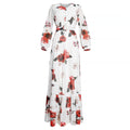 women's plus size cross-border e-commerce new v-neck long sleeve maxi chiffon african print dress with belt