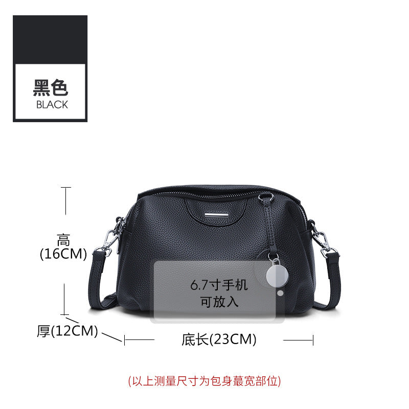 Genuine leather women's shoulder bag 2025 new trendy cowhide fashionable versatile mother bag large capacity simple messenger bag women