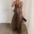 Ice silk fashion suit for women  summer new style covering meat slimming look short sleeve jumpsuit