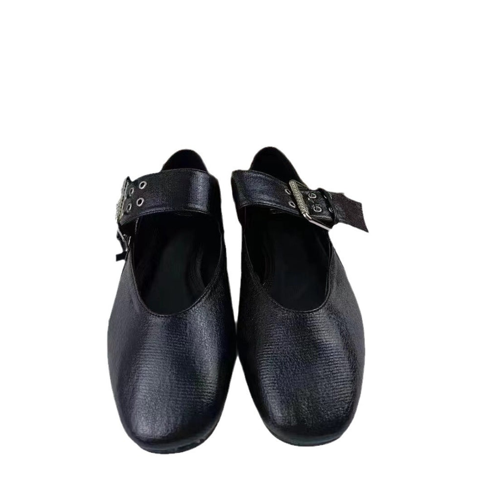 Za2024 new spring black mary jane flats with buckle strap - round toe ballet shoes