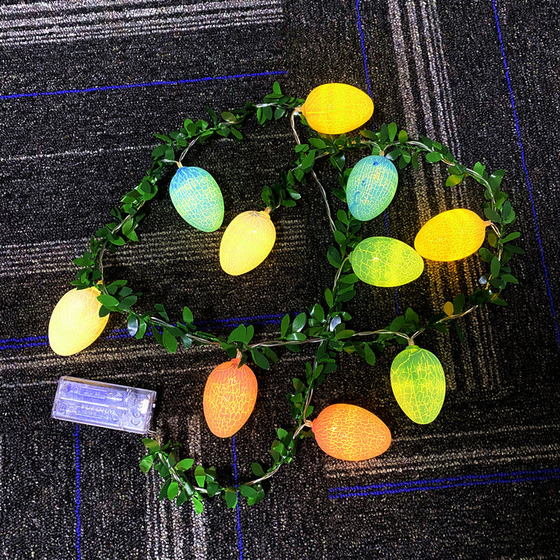 Easter light string led green leaf egg light, new cracked egg shell egg small light flash string wholesale
