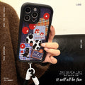 Gaozhu is suitable for apple 16promax cowboy cat splicing mobile phone case iphone11/15pro lanyard protective cover