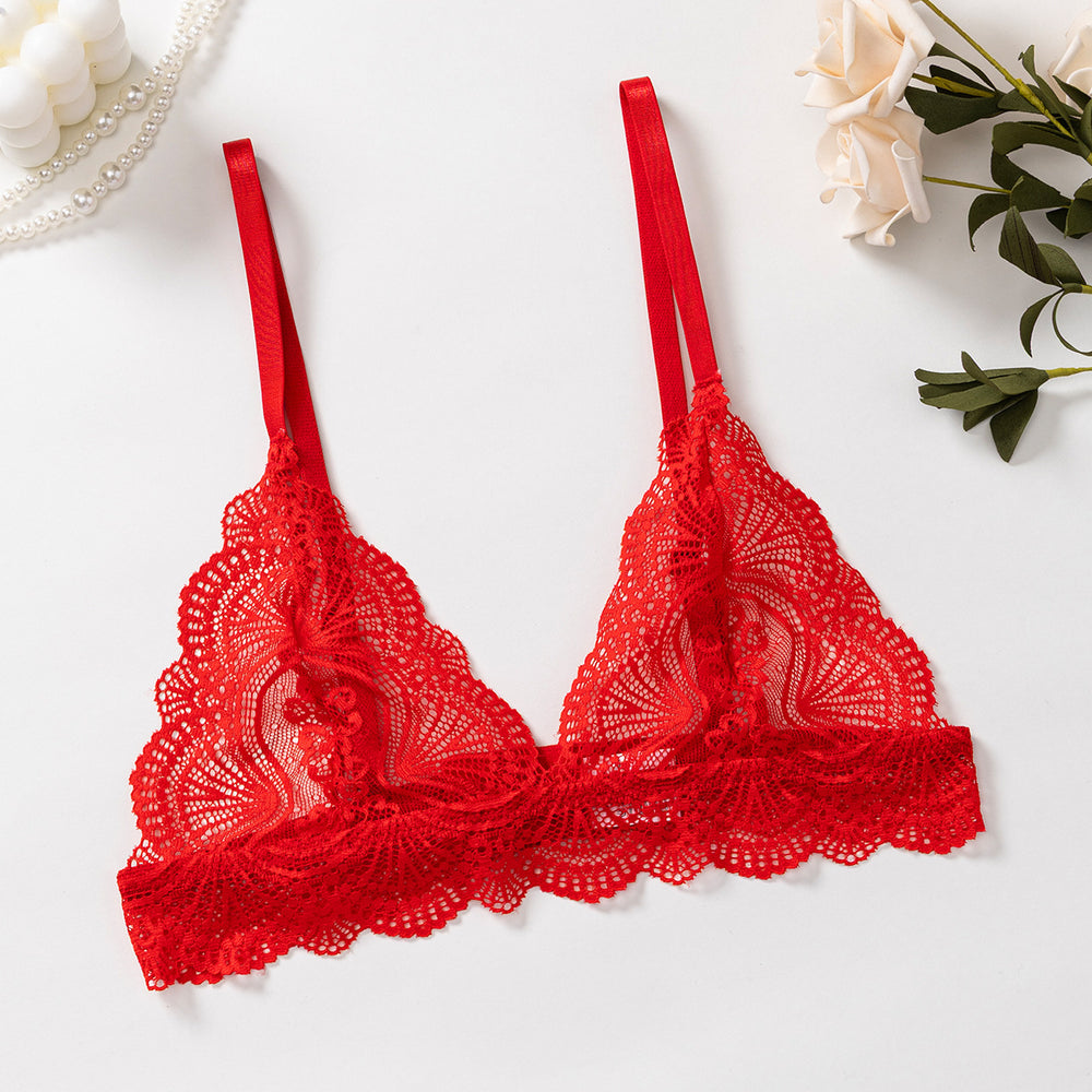 french sexy lace bra thin lace breathable comfortable wireless women's underwear wholesale