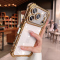 apple 17 pro max rhinestone phone case - four-corner full coverage, iphone 15 electroplated premium design