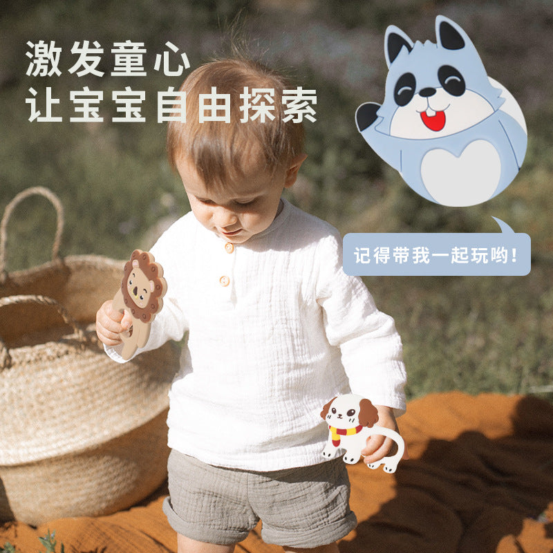 Factory custom toothpaste new cartoon animal bite glue 3 months baby teething significant other food grade silicone toys