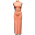 European and american style women's foreign trade dress  new solid color long sleeveless round neck elegant casual pullover dress