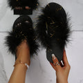 2024 european and american export ostrich feather slippers women's summer outdoor real fur flip-flops fur slippers large size slippers