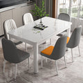 Tempered glass dining table and chair set - modern home dining table for small apartments, living rooms, and rental properties - rectangular table