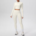 Cropped zip-up yoga set: high-waisted, butt-lifting leggings with pockets - perfect for running, fitness, and casual wear