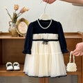 Girls' dress -  spring new arrival - hepburn style bow detail - high-end birthday gown - trendy princess dress