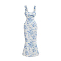 Amazon cross-border women's fashion: european and american sexy style floral print slip dress - new summer high-waisted bodycon maxi dress