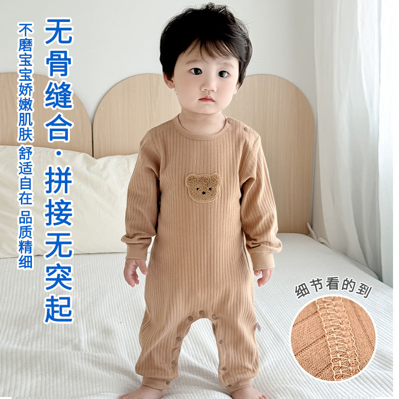 Newborn cotton romper - stylish autumn/winter outfit for baby boys and girls - long sleeve bodysuit for outdoor wear