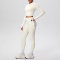 Ready-to-ship cross-border solid color brushed micro-fleece short jacket & leggings set - tight fit, pocketed, perfect for running, fitness, and yoga