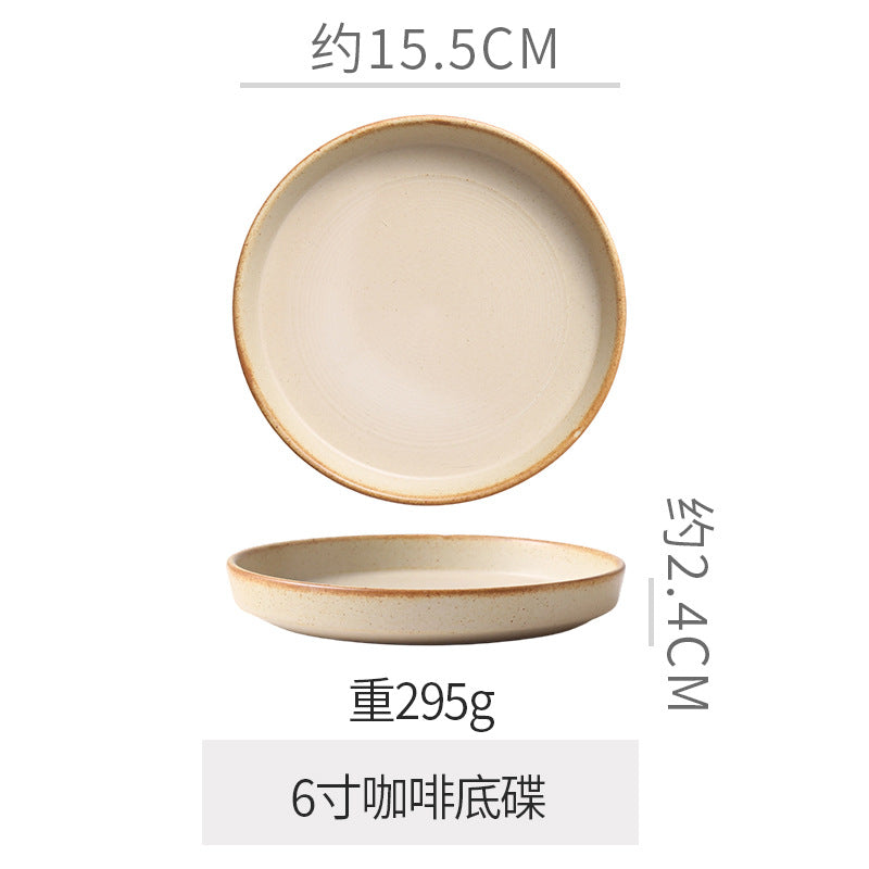 Vintage chic ceramic dinnerware - restaurant & hotel grade, unique ribbed design, steak & western cuisine plates, high-style deep dishes for home use