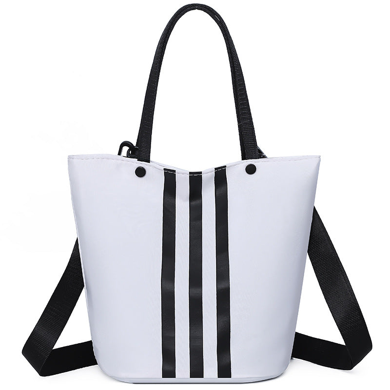 2025 new striped color block canvas bag - minimalist, large capacity crossbody, shoulder bag, tote bag - multifunctional women's bag