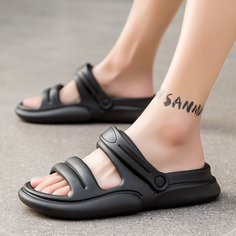 Summer men's fashion trend outdoor wearing slippers women's  large-size couple sandals men's household one-word drags men