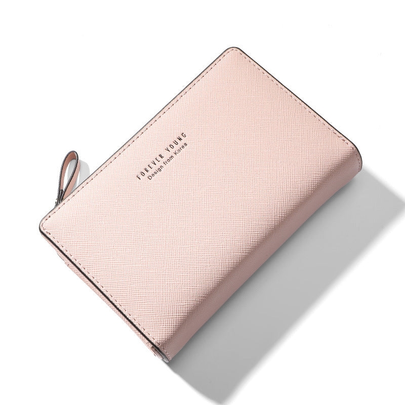OEM processing customized women's wallet short high-end change bag pu leather zipper card bag card holder