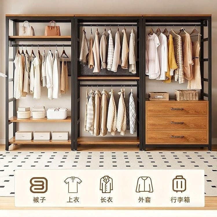 Open wardrobe for home bedroom walk-in closet shelf wardrobe floor-standing clothes rack design wardrobe rental wardrobe