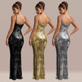 C7332 cross-border new european and american  party evening dress sequin suspender dress foreign trade women's long dress