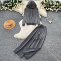 Commuting style hooded cardigansweatertwo-piece set women's autum silmslimming lookloose pants lazy suit light mature outfit