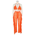 Source factory  summer new european and american style sexy tassel knit pant set
