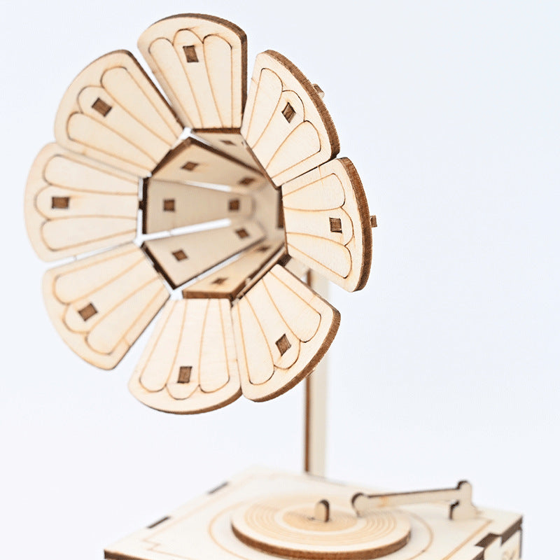 Phonograph Music Technology Small Production Invention Creative Experimental Physics Wooden Splicing DIY Handmade STEAM Material