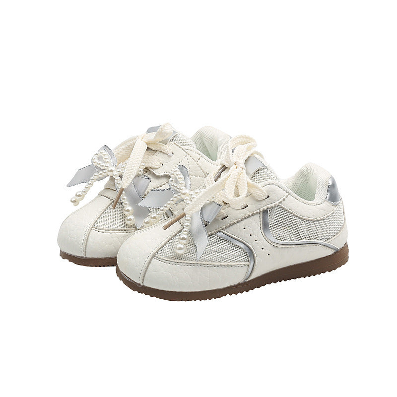 Vancahao girls' mesh german army trainers -  autumn new collection - breathable kids' sneakers - big kids' white shoes