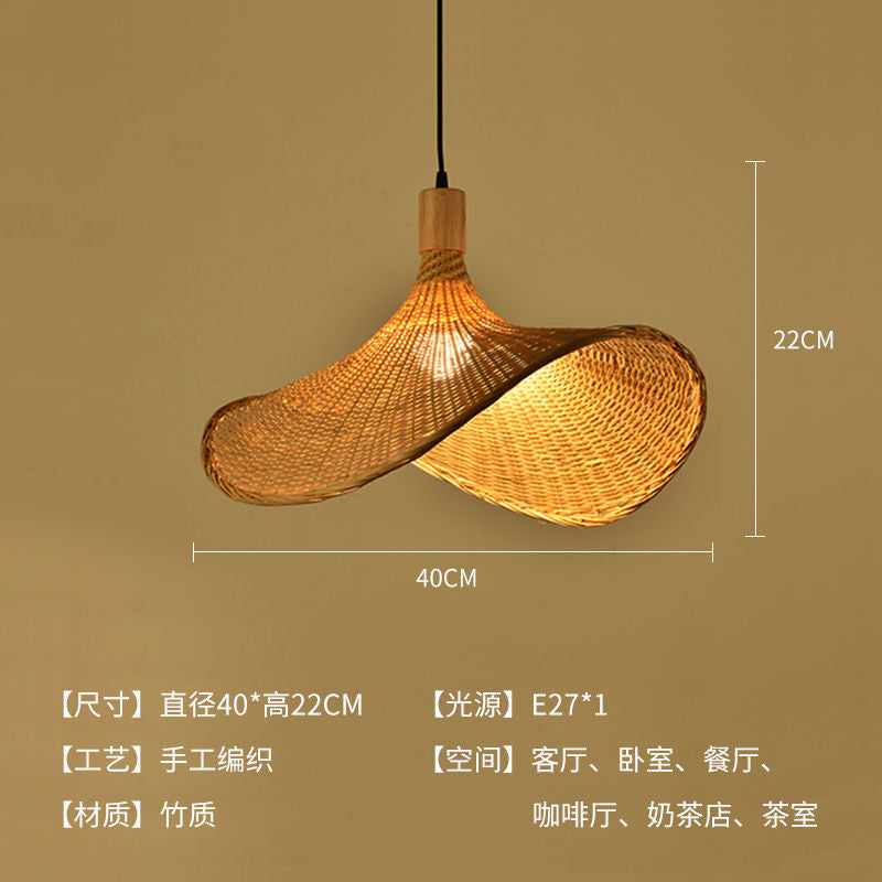 Straw hat chandelier southeast asian rattan creative bamboo art restaurant wedding store hotel b&b lampshade bamboo woven decorative chandelier