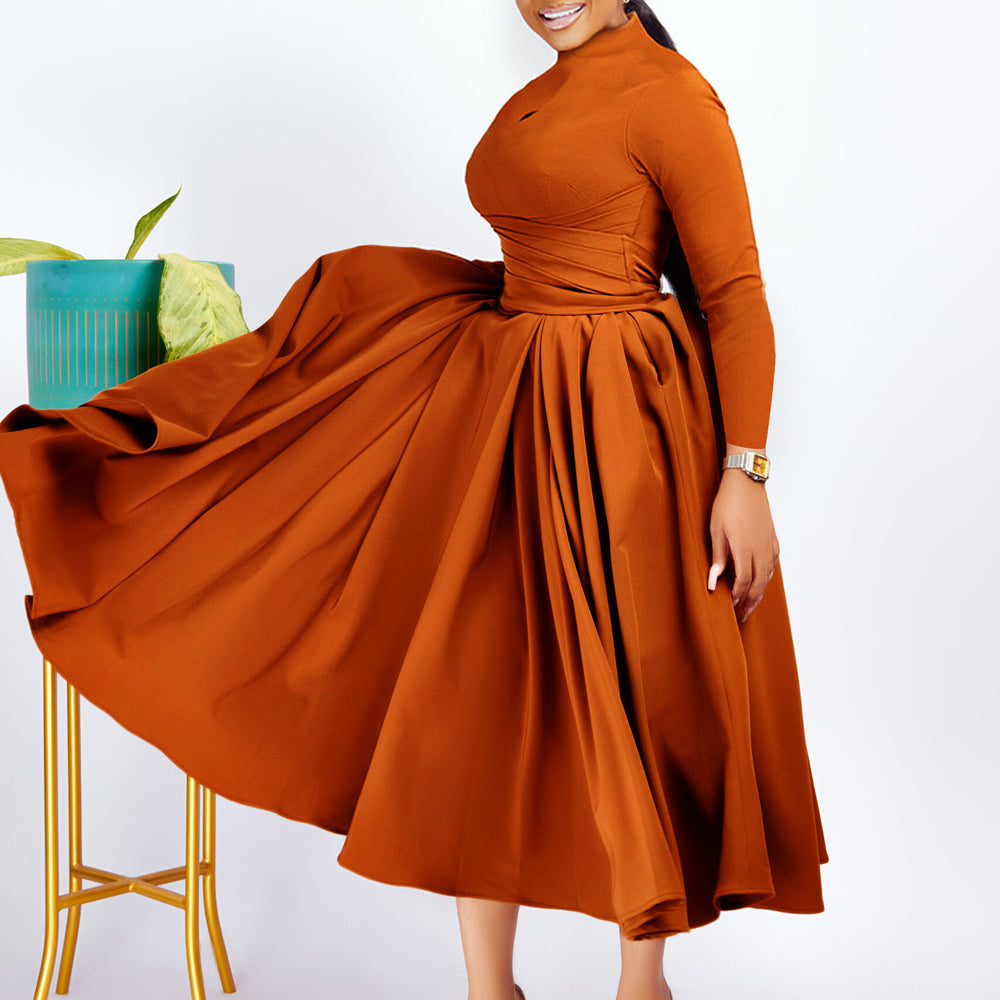 D3252 independent station export women's clothing new arrivalfashionelegant pleated african large size large skirt exportdress