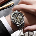 Shangmei brand trendy fashion waterproof luminous business automatic quartz embossed hollow-out men's watch