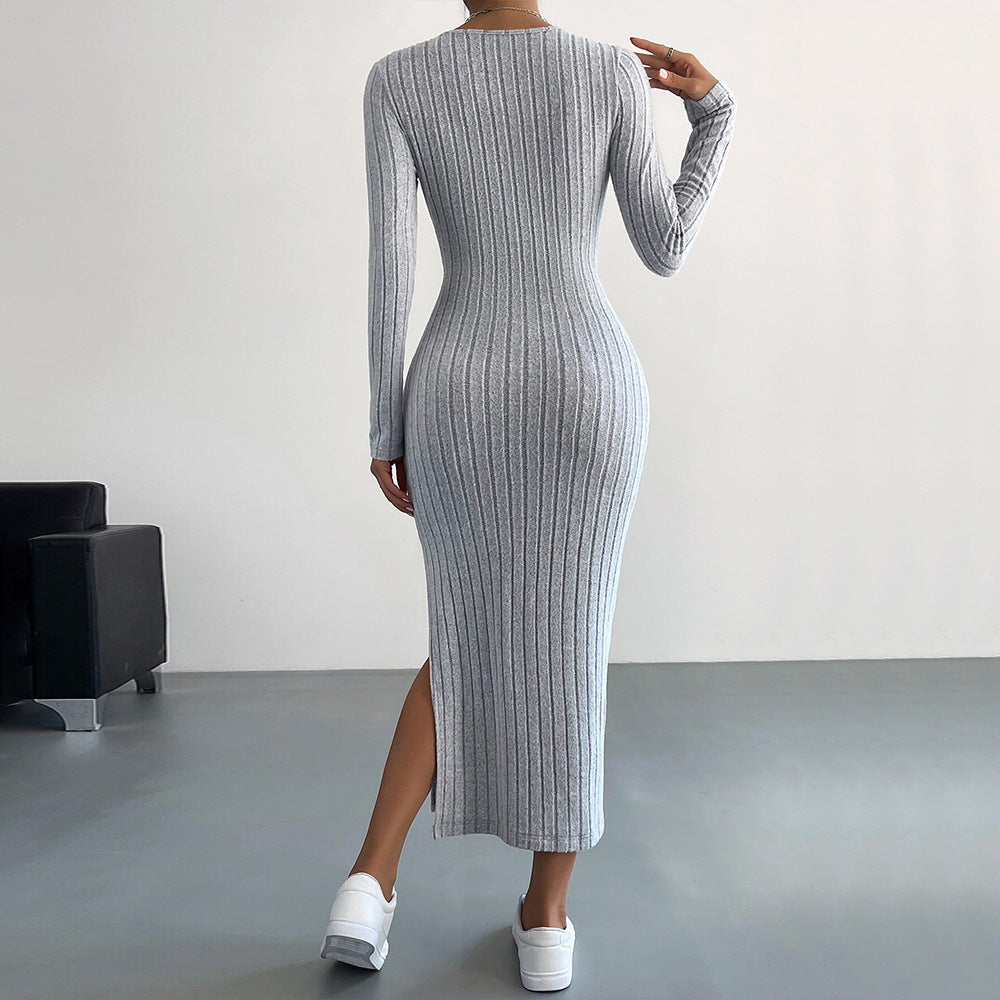 work clothingcasual style dress spring and summer silm slit hip-covering mid-length skirt petitesclassy sense
