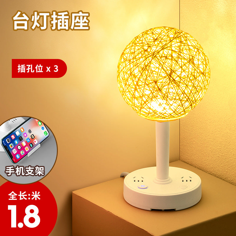 Led smart voice control desk lamp with socket, night light, bedside lamp for bedroom, rental house, sound control light
