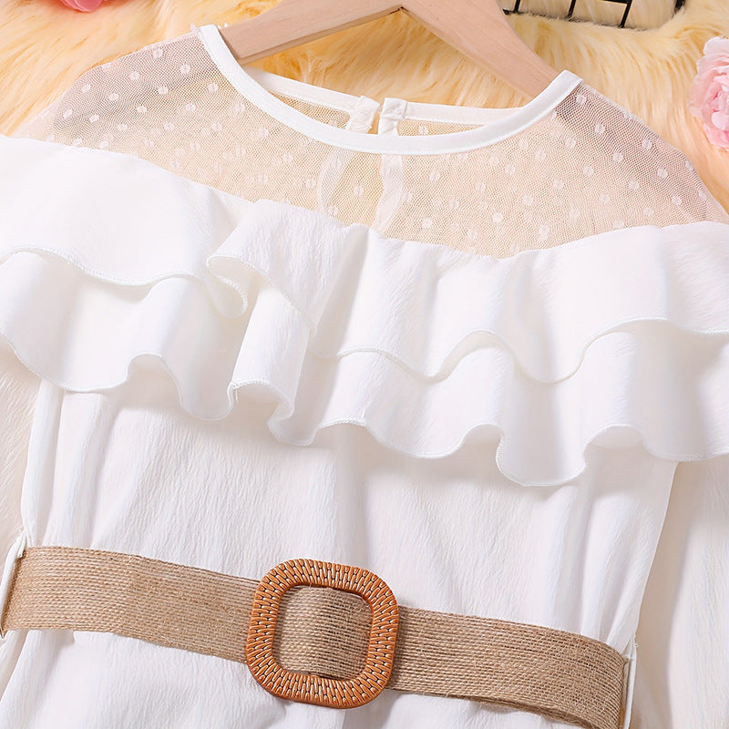 Girls' bohemian dress -  spring collection - cross-border style - patchwork mesh lace princess dress - girls' skirt
