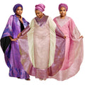 Aliexpress cross-border export african hot stamping plus size robe headscarf women's tassel dress + vest two-piece set