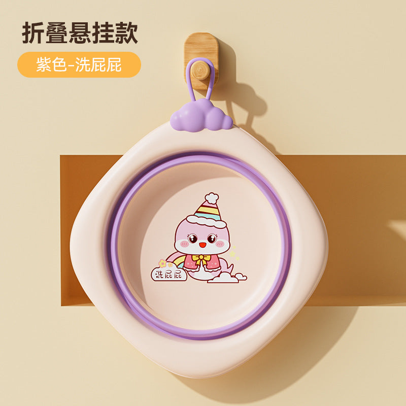 Collapsible kids' wash basin - portable newborn face wash basin - thickened plastic baby basin - household infant wash basin