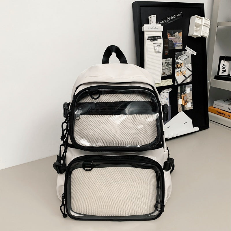 Painful bag two-dimensional two-piece set can be double-backed or single-backed detachable multi-functional pvcflap pocket pantsdiy large-capacity school bag