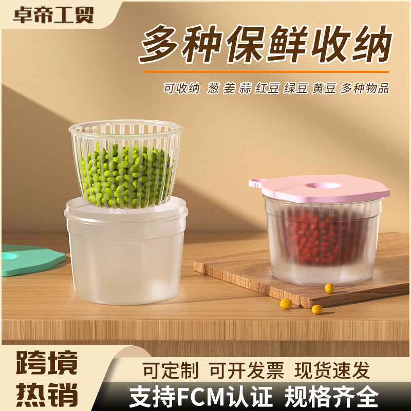 Onion, ginger, and garlic crisper food grade refrigerator storage crisper kitchen chopped green onion preparation packaging pp crisper box for home