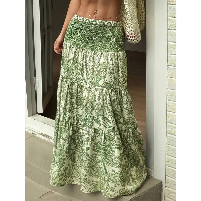 Shipped: cross-border, independent us/european e-commerce platform, casual printed maxi skirt, vacation midi skirt, foreign trade printed dress