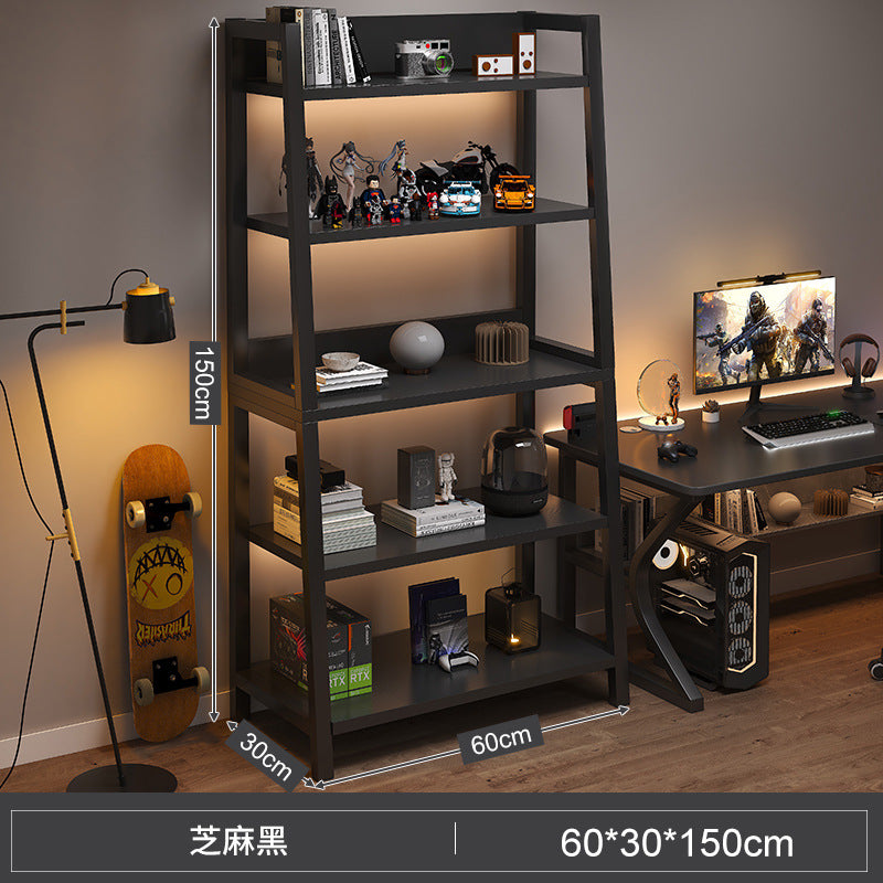 Shelf Floor-to-ceiling storage shelf Multi-layer bookshelf E-sports room Computer table Locker Wrought iron trapezoidal display shelf