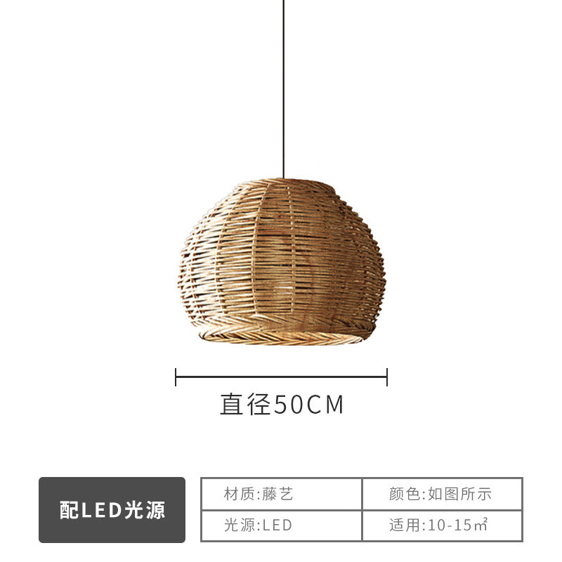 Wabi Silent Wind Catering Chandelier Chinese Living Room Dining Room Tea Room Zen Light Homestay Study Bedside Japanese Rattan Chandelier