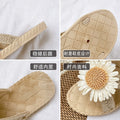 Sunflower slides women's flat outdoor wear imitation straw weaving travel beach shoes summer new anti-slip slippers women