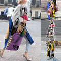 New  european and american autumn women's outerwear for export: long-sleeved, collared, printed wool blend coat - perfect for  and