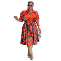 Amazon fashionexport cross-border printed shirt plus size dress women's new a-line skirt africa