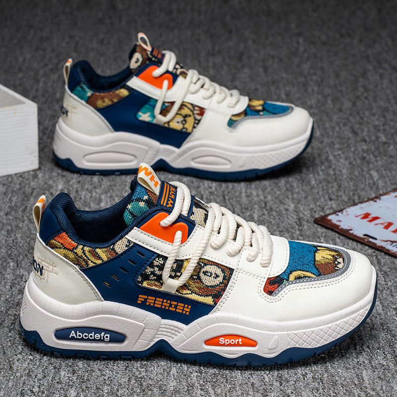 Men's winter 2025 sneakers: new thick-soled, youth-height-increasing, breathable, versatile casual canvas dad shoes - trendy style