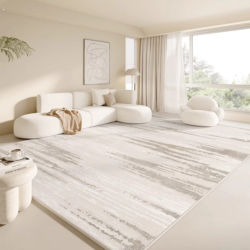 Ready-to-ship area rug for living room, italian minimalist style, suitable for sofa and coffee table, new design, stain-resistant, easy to clean, large size, full coverage floor mat