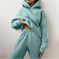 cross-border e-commerce women's fashion: european and american summer new arrivals - solid color casual sporty hoodie and pants set
