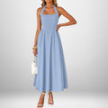 cross-border e-commerce women's fashion: european and american summer new arrivals - stylish and elegant wide strap halter neck backless dress