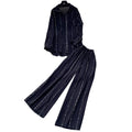 Lazy style pink cardigan wide-leg pants two-piece set female autum lazy feeling work clothingeasiest for matchfashionableelegantsuit