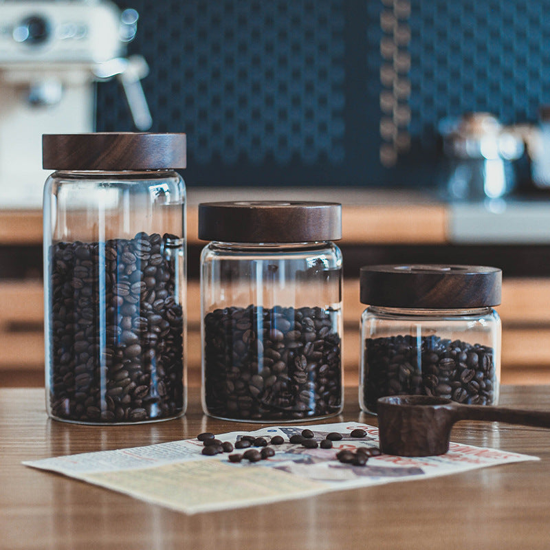 One-way valve glass sealed jar coffee bean storage jar vacuum storage jar tea storage jar food preservation jar