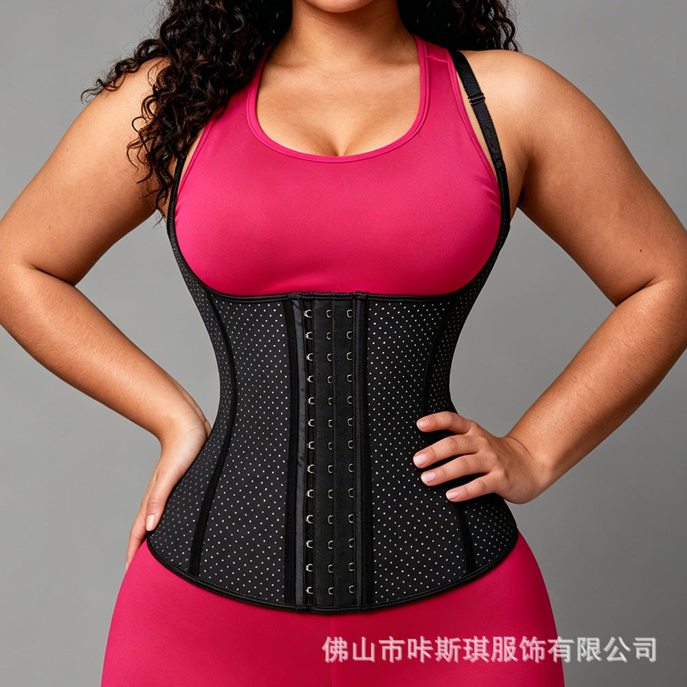 Fashion body shaping vest tight slimming look waist corset round hole breathable shaping tops latex shaping tummy vest